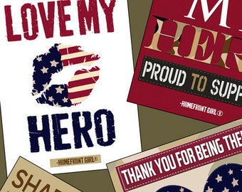 Love My Hero 1/2-Yard Fabric Bundle, 9 Pieces, Homefront Girl, Quilting Treasures, Cotton Quilting Fabric, Quilts of Valor Suitable