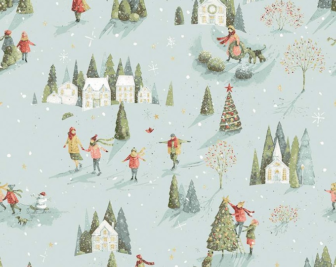 Remnant 1/3-Yard Magical Winterland Home Sweet Home Snow Fabric Yardage, Lisa Audit, Riley Blake Designs, Cotton Quilt Fabric, Winter Fabric