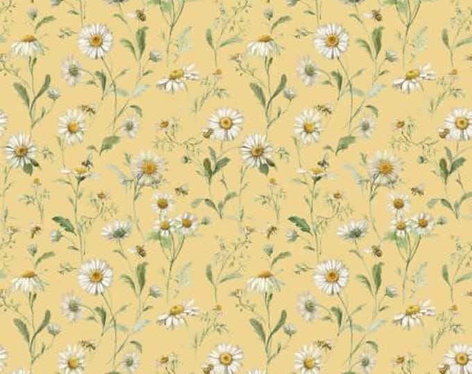 Love Me More Daisies Yellow Fabric Yardage, Lisa Audit, Riley Blake Designs, Cotton Quilt Fabric, Floral Fabric