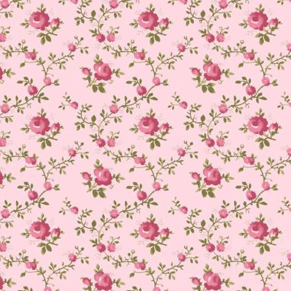 French Roses Pink Trellis Fabric Yardage, Clothworks Collection, Clothworks, Cotton Quilt Fabric, Floral Fabric, Rose Fabric