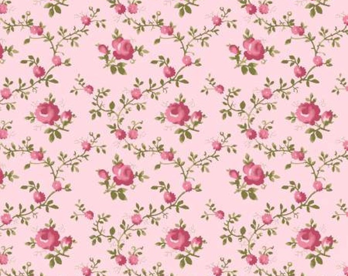 French Roses Pink Trellis Fabric Yardage, Clothworks Collection, Clothworks, Cotton Quilt Fabric, Floral Fabric, Rose Fabric