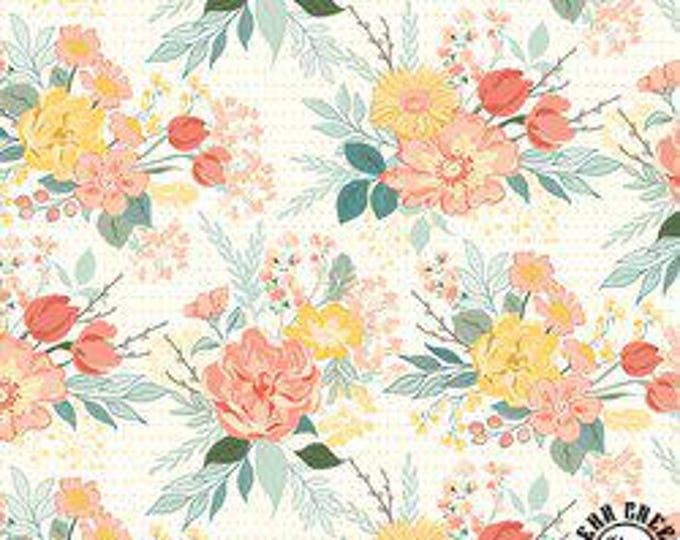 New Beginnings Main Cream Fabric Yardage, Sandy Gervais, Riley Blake Designs, Cotton Quilt Fabric