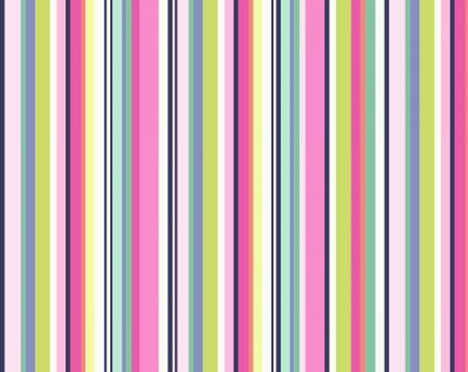 Remnant 1-Yard Bungalow Blossom Stripe Fabric Yardage, Michael Miller, Cotton Quilt Fabric Yardage, Stripe Fabric