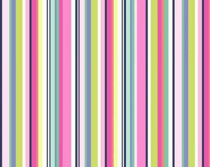 Bungalow Blossom Stripe Fabric Yardage, Michael Miller, Cotton Quilt Fabric Yardage, Stripe Fabric