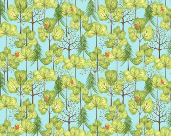 Be My Neighbor Sky Trees Fabric Yardage, Terri Degenkolb, Windham, Cotton Quilt Fabric, House Fabric