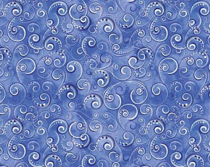 Pearl Splendor Royal Blue Fabric Yardage, KANVAS Studio, Benartex, Cotton Quilting Fabric, Abstract Fabric