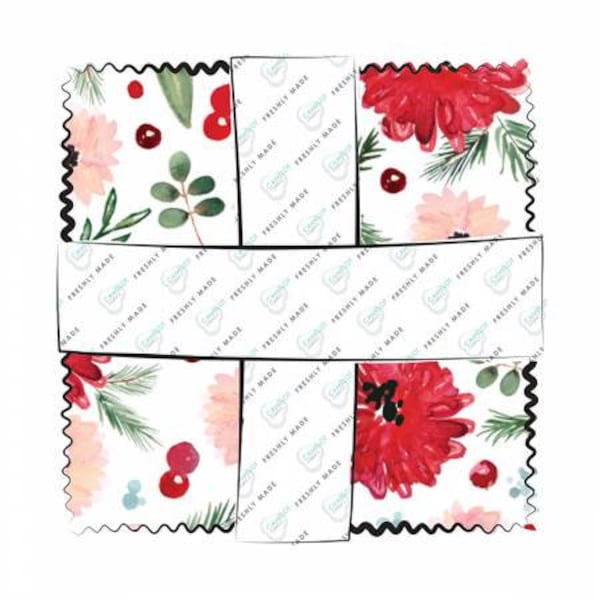 Winter Woods 5-Inch Squares Charm Pack Precut Cotton Quilting Fabric, Floral Fabric, 42 Pieces, Sarah B. Collection, Camelot Fabrics.