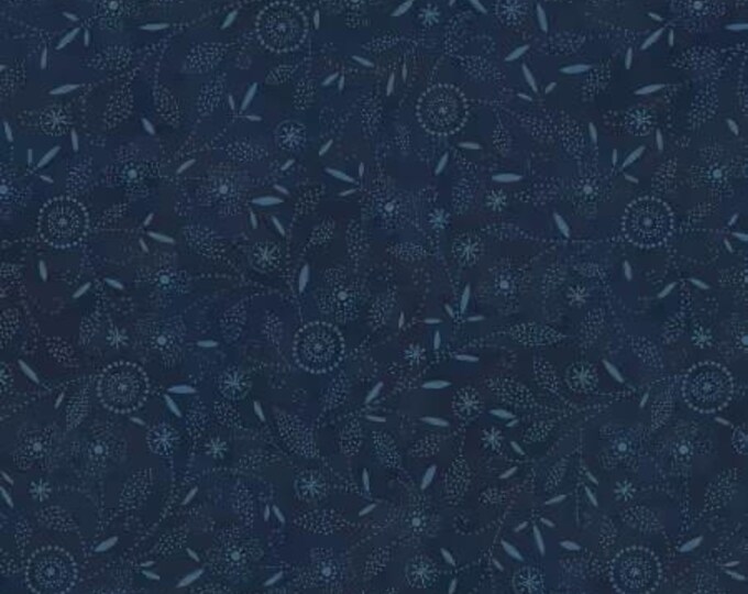 Patchwork Blue Blue Packed Floral Fabric Yardage, Maywood Studio, Cotton Quilt Fabric, Floral Fabric