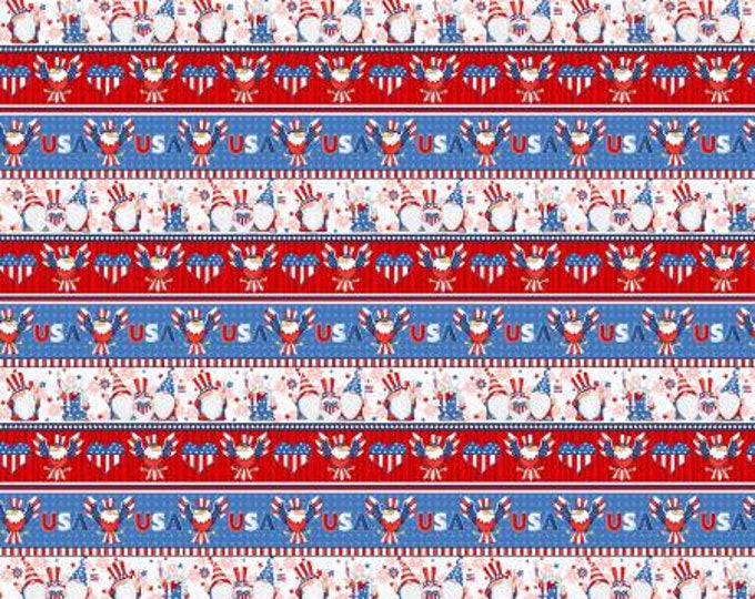 Gnome of the Brave Multi Repeating Stripe Fabric Yardage, Shelly Comisky, Henry Glass, Cotton Quilt Fabric, Gnome Fabric