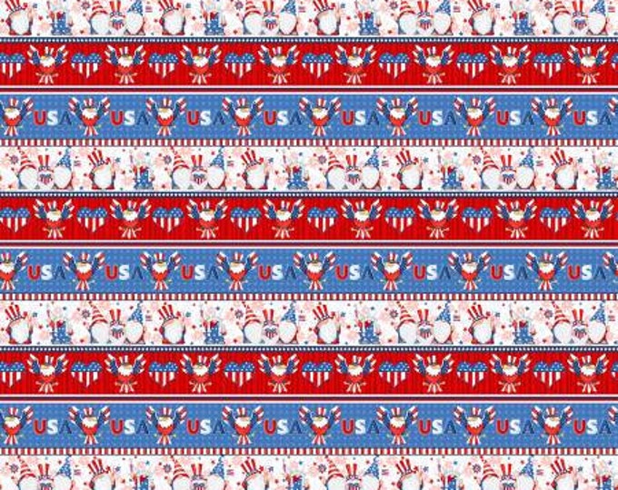 Gnome of the Brave Multi Repeating Stripe Fabric Yardage, Shelly Comisky, Henry Glass, Cotton Quilt Fabric, Gnome Fabric