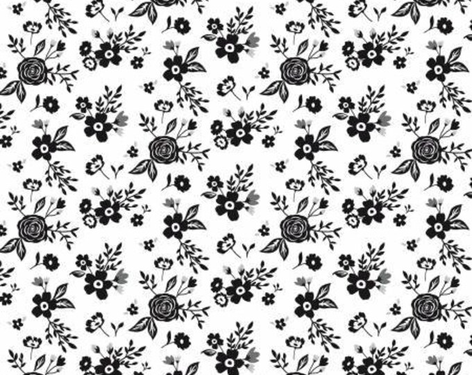 Black Tie Floral OffWhite Fabric Yardage, Dani Mogstad, Riley Blake Designs, Cotton Quilt Fabric, Floral Fabric