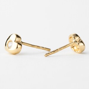 Diamond Heart Stud Earring Gold 10k, Yellow Gold Earring, Love Jewelry image 3