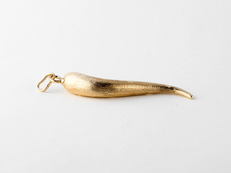 Vintage Cornucopia Horn Pendant Gold 10k, Yellow Gold Cornicello Charm, Vintage Jewelry image 3