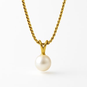 Vintage Pearl Solitaire Choker Necklace Gold 10k, Yellow Gold 14&#39;&#39; Necklace, Vintage Jewelry
