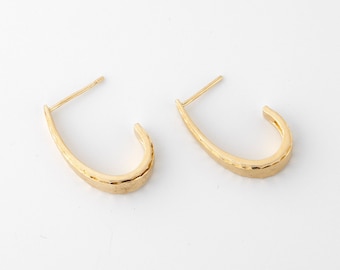 Vintage Drop Stud Hoop Earrings Gold 10k, Yellow Gold Diamond Cut Earrings, Vintage Jewerly