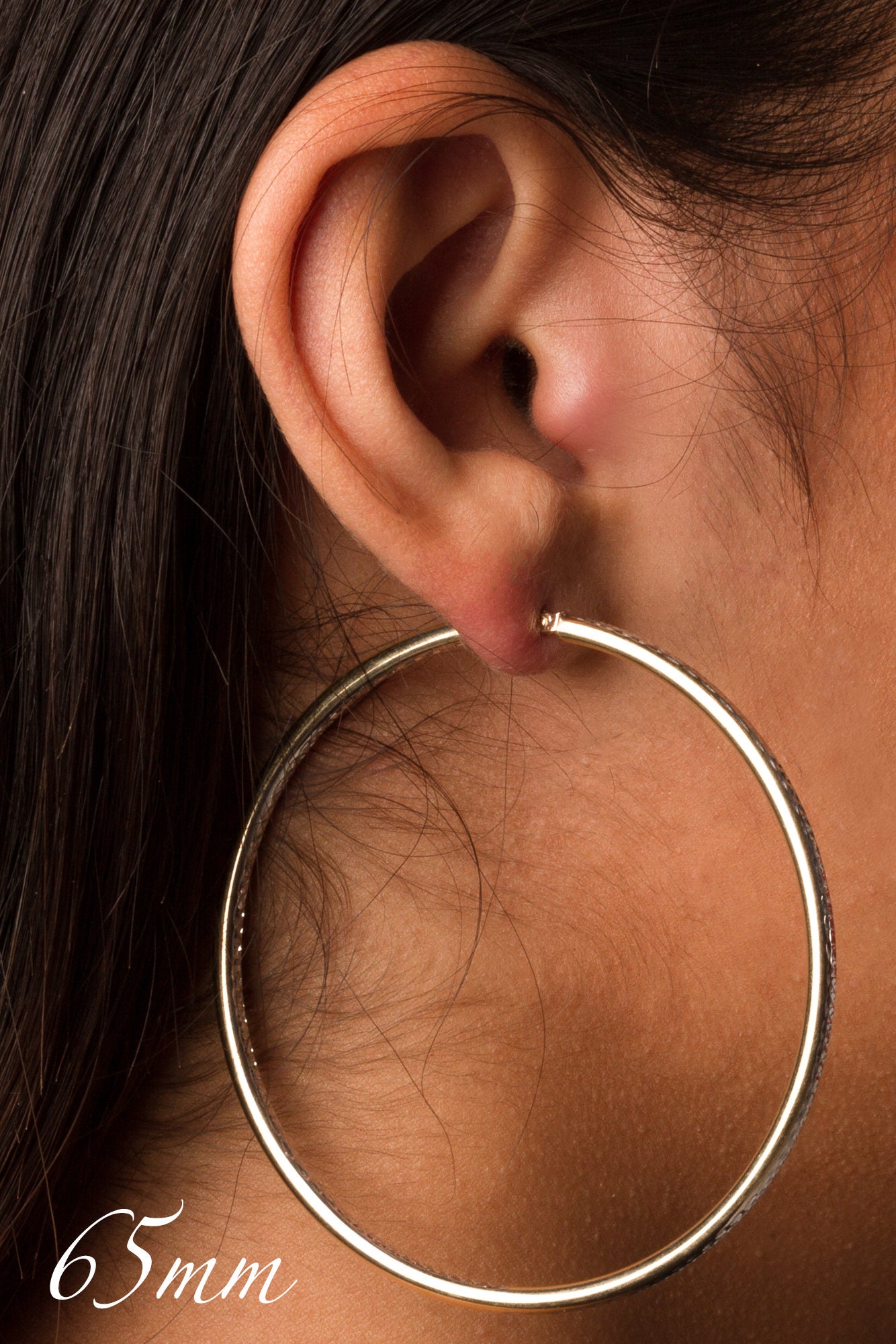 Big Shiny Hoop Earrings, 10k Solid Gold, Pink Gold Hoops
