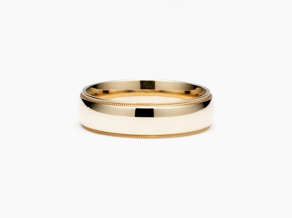 9ct Yellow Gold Ring Court Milgrain Wedding Band 3mm 4mm 5mm 6mm 7mm
