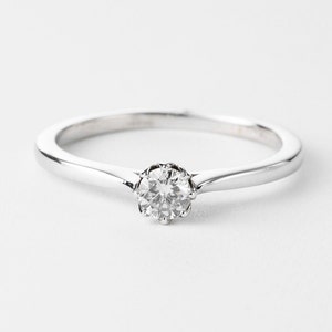 Vintage Diamond Solitaire Ring Gold 14k, Vintage Flower Engagement Ring, 8 Prong Diamond Solitaire, Solid 14k Gold Ring, Women&#39;s Ring