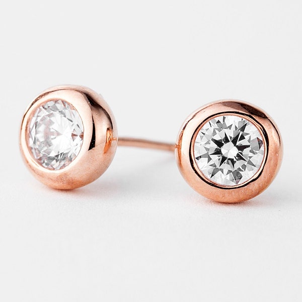 9ct Rose Gold 10mm Bezel Cluser Set CZ Stud Earrings main image 1