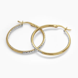 Big Shiny Hoop Earrings, 10k Solid Gold, Pink Gold Hoops, Yellow Gold Hoops, White Gold Hoops, 2 Tone Hoops, 10K Gold Earrings, Hoop Earring image 1