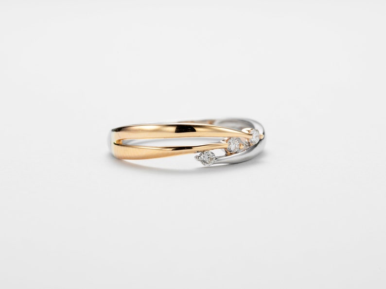 3 Tone Diamond Engagement Ring Gold 10k, Trinity Diamond Ring, Dainty Diamond Ring, Rose Gold, Yellow Gold, White Gold, 10k Diamond Ring image 6