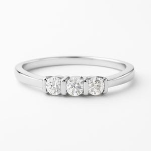 Diamond Trinity Ring White Gold 14k, Stackable Diamond Ring, Trinity Engagement Ring, 14k Solid Gold
