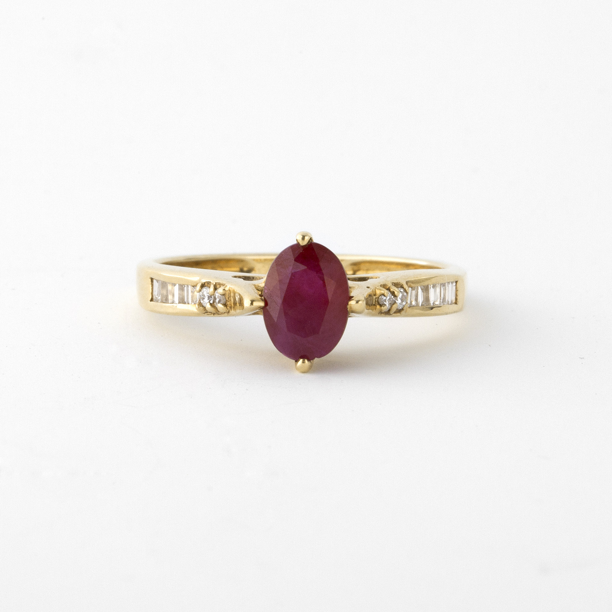 Bague Solitaire Or 14k Avec Rubis Rouge Véritable - Taille 54 - Vintage - Occasion