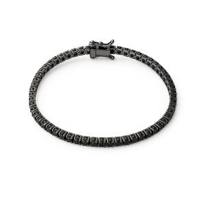 Black Diamond Tennis Bracelet Silver 925, Simple Black CZ Tennis Bracelet
