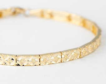 Diamond Cut Bracelet Gold 10k, Yellow Gold Shiny Bracelet