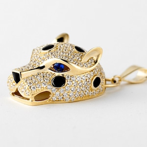 Panther Pendant Gold 10k, Diamond Panther, Yellow Gold, Women's Pendant