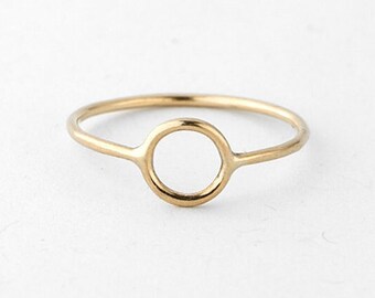 Vintage Open Circle Simple Ring Gold 10k, Yellow Gold Ring, Lady's Jewelry