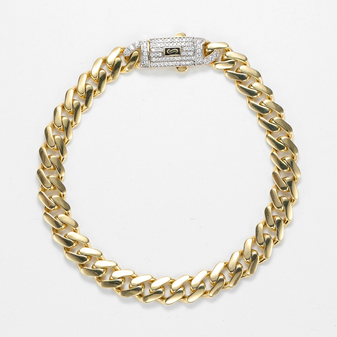Men's Cuban Link Bracelet Gold 10k Miami Yellow Gold Etsy