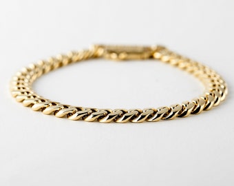 Cuban Link Diamond Bracelet Gold 10k, 10k Yellow Gold Bracelet, Bracelet Jewelry