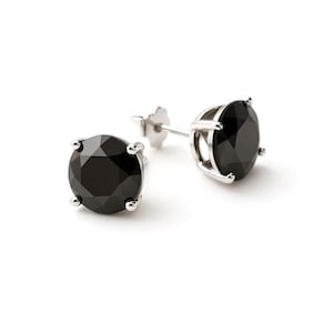 Clous d'oreilles noirs en argent, clous de diamants noirs, clous d'or blanc, boucles d'oreilles noires, boucles d'oreilles CZ noires, boucles d'oreilles en argent, boucles d'oreilles diamant, 925