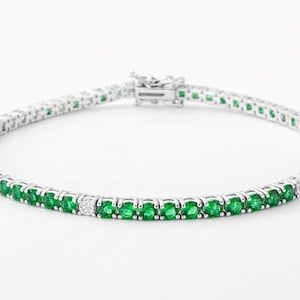 Emerald Ruby Sapphire Tennis Bracelet 925, Diamond Bracelet, Sterling Silver Bracelet