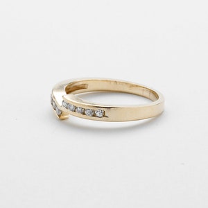 Vintage Diamond Wedding Band Gold 14k, Stackable Semi Eternity Yellow Gold image 2