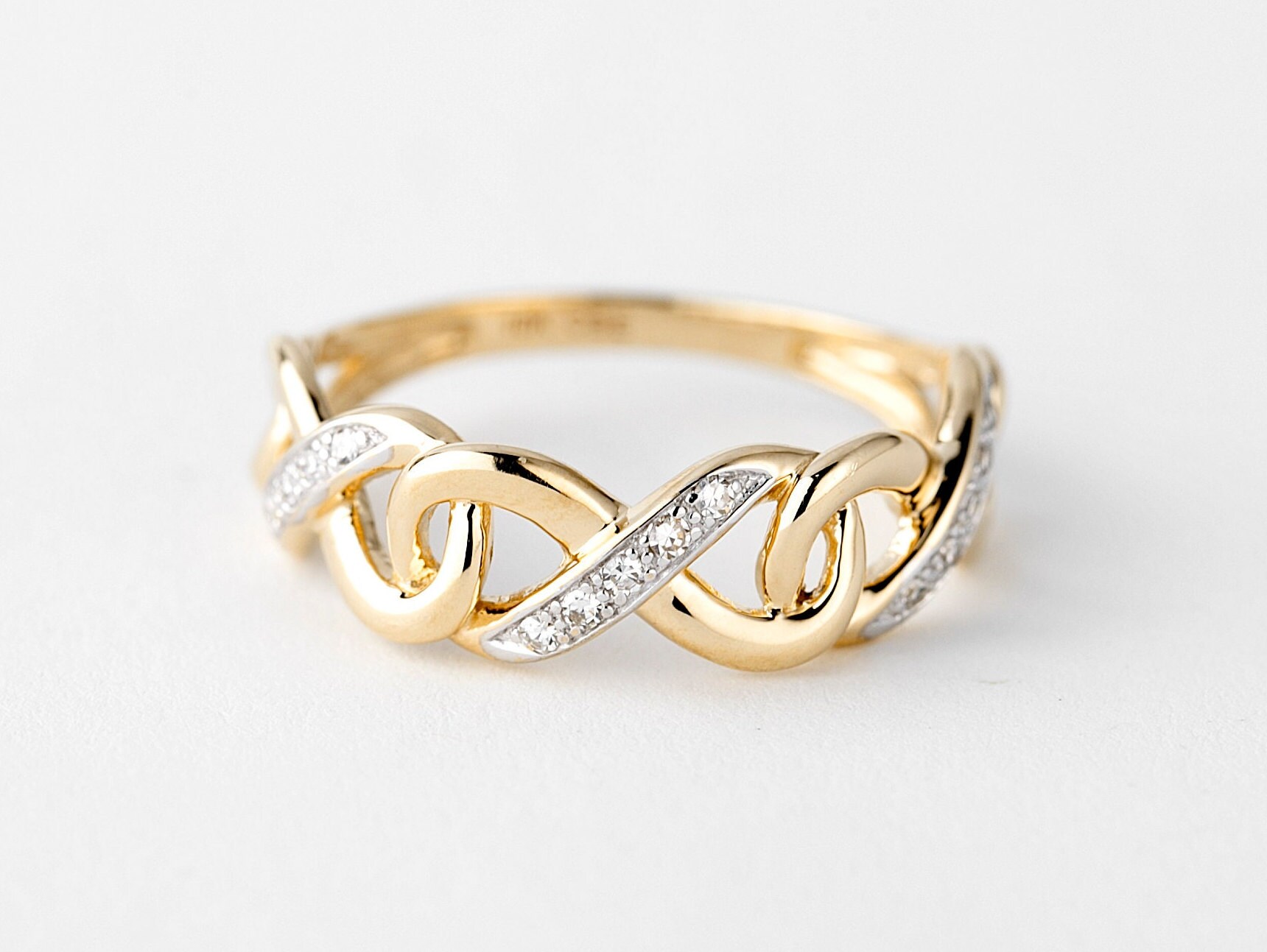 Infinity Diamond Ring Gold 10k Yellow Gold Ring White Gold Ring