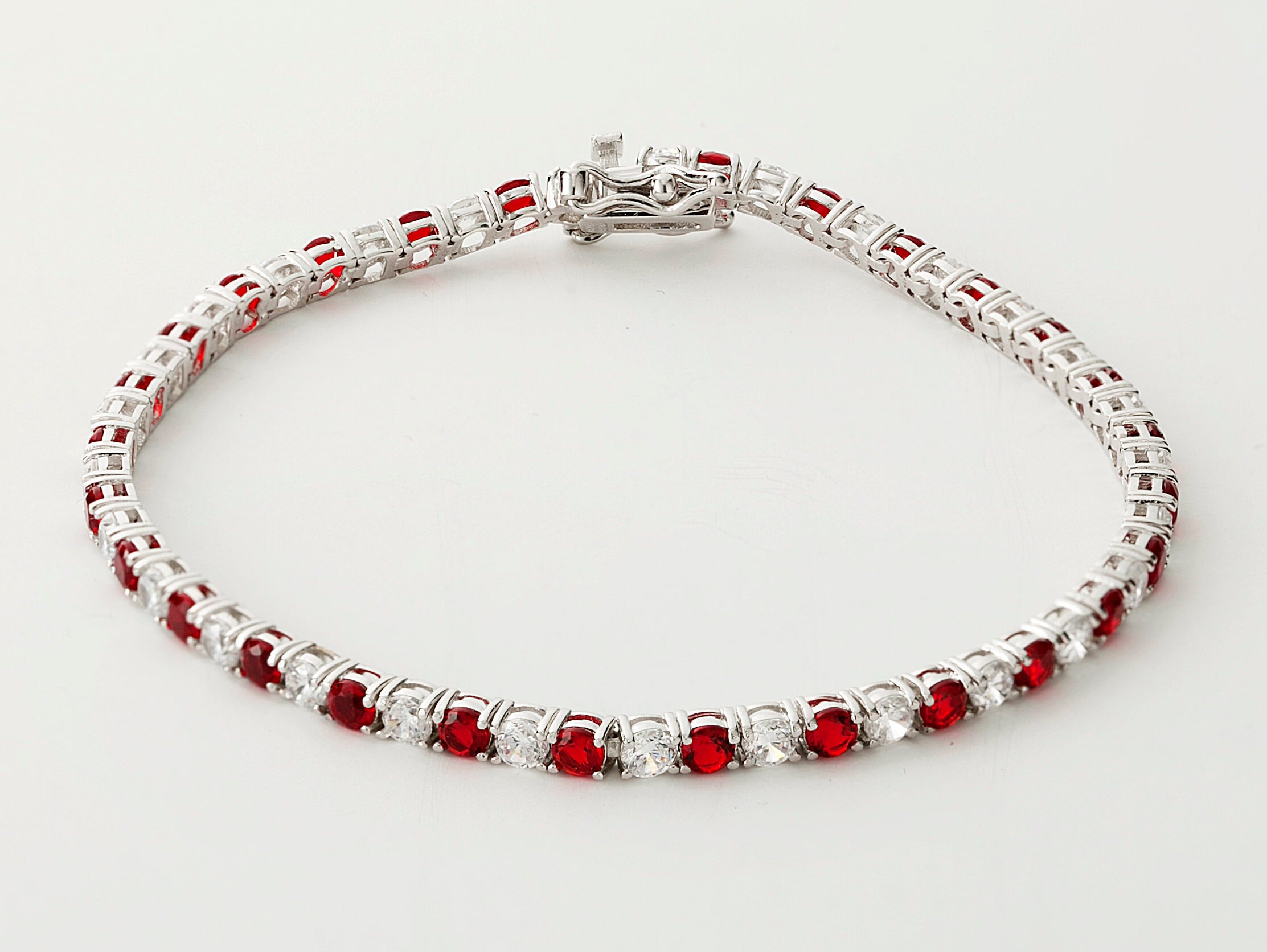 Ruby and White Diamond Tennis Bracelet Ruby Tennis Bracelet Etsy