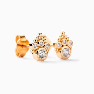 Diamond Stud Earrings Gold, White Gold Earrings, Yellow Gold Diamond Earrings, Genuine Diamonds, Rose Gold, 14k Gold Earrings, Gift for her