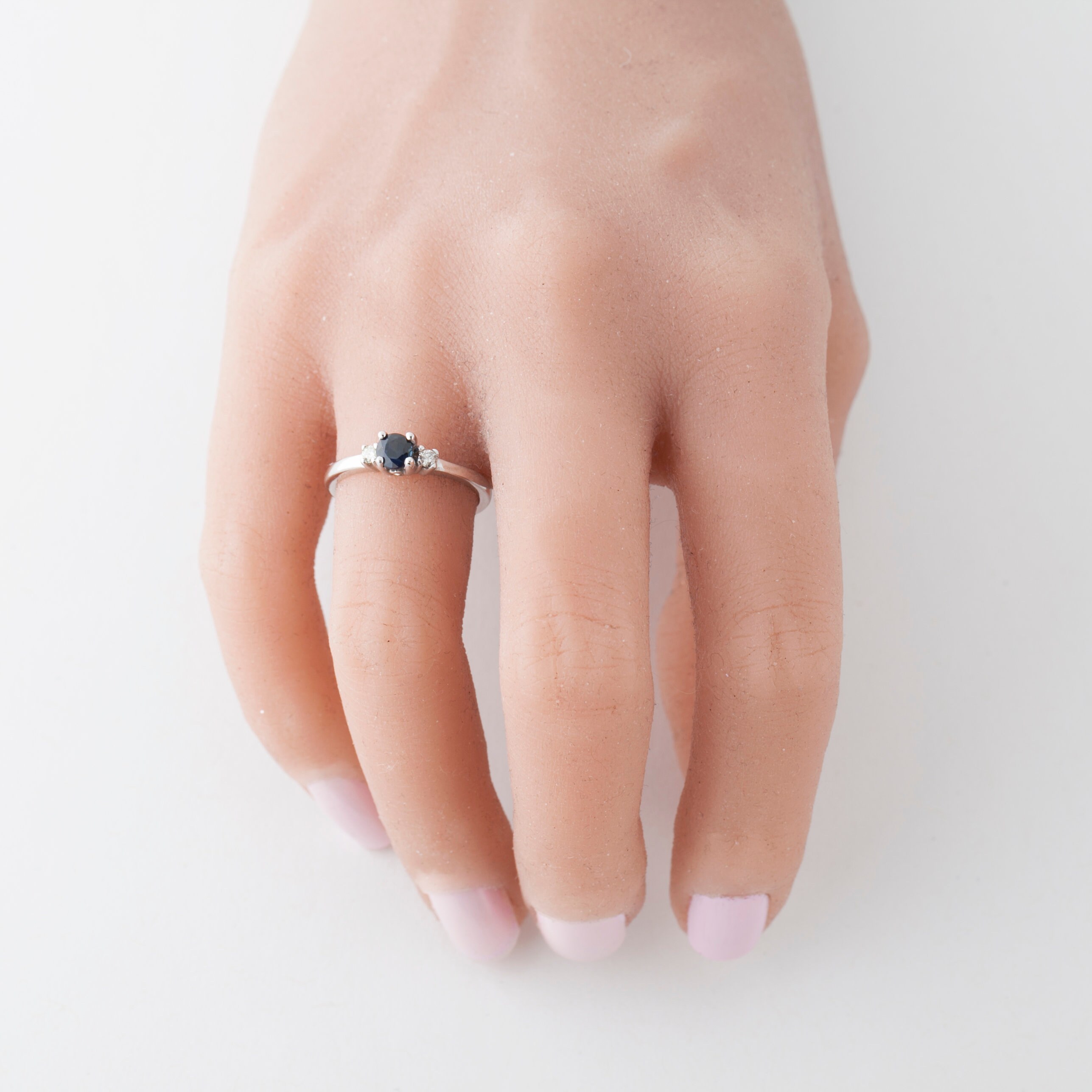 ヴィンテージ ダイヤモンド＆サファイア ソリティアリング 14Kゴールド