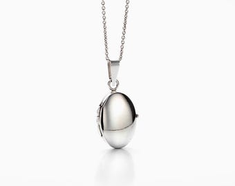 Vintage Oval Shaped Simple Locket Gold 10k, White Gold Locket Necklace, Vintage Jewelry