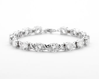 Diamond Tennis Bracelet Classic 925 Silver, CZ Tennis Bracelet