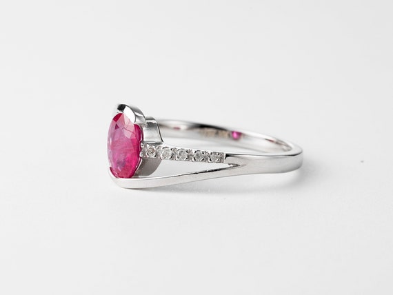 Diamond and Ruby Ring, 10k Ruby Ring, Solid 10k D… - image 2