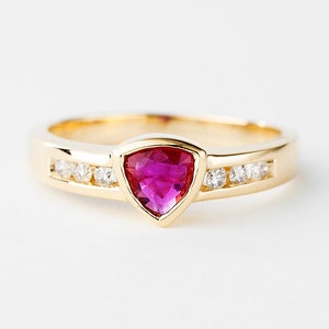 Vintage Diamond and Ruby Ring Gold 14k, Red Gemstone Ring, Ladies Diamond Ring image 1