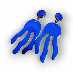 Sèvres blue earrings, contemporary earrings, enameled earrings, designer earrings, unique earrings