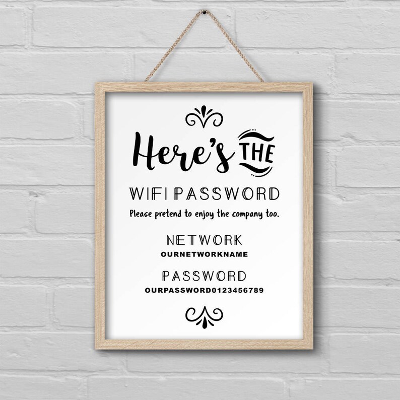Funny wifi sign printable wifi password sign Printable home Etsy