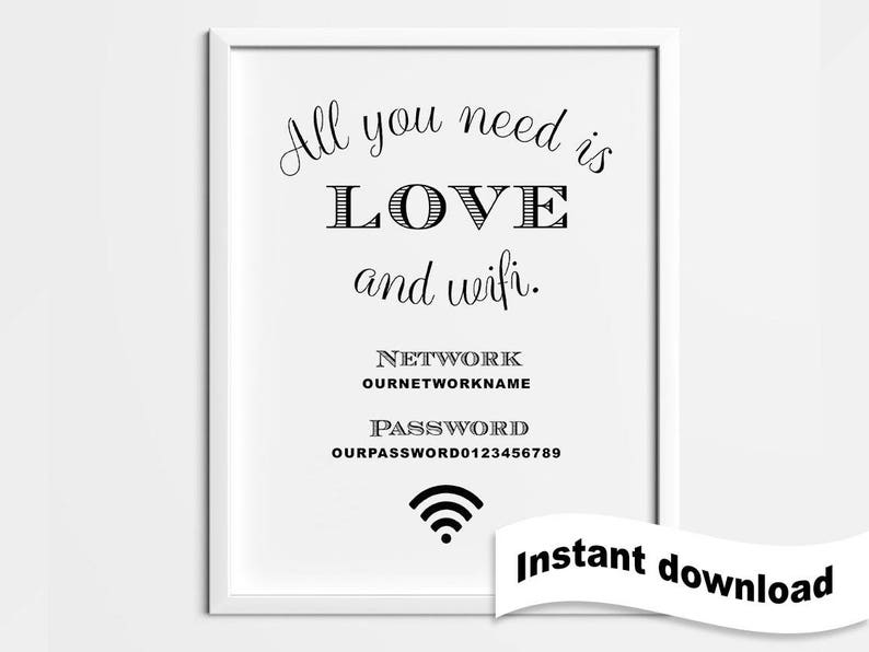 Funny wifi password sign printable wifi 5x7 all you need is Etsy