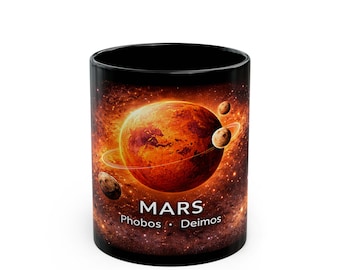 Mars Planet Mug Black Ceramic Coffee Cup Part of 9 Piece Solar System Set 11oz 15oz Free Shipping