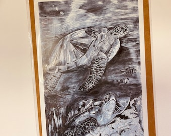 Sea Turtles Art Card