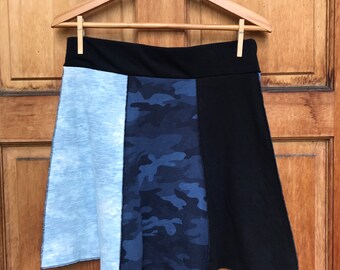 Blue Camo Skirt-small/medium. Upcycled yoga skirt.